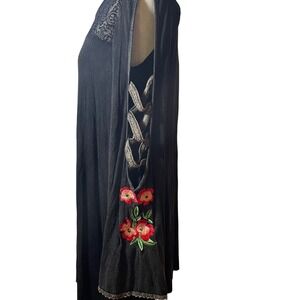 POL NWOT Black Dress Small Long Sleeve Lace‎ Detail Floral Embroidery Boho Chic